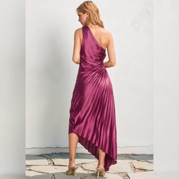 LIFE OF THE PARTY PINK ASYMMETRICAL MIDI DRESS - Picture 3 of 3